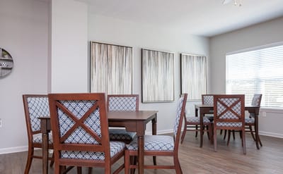 Interior of a common area with chairs and tables
