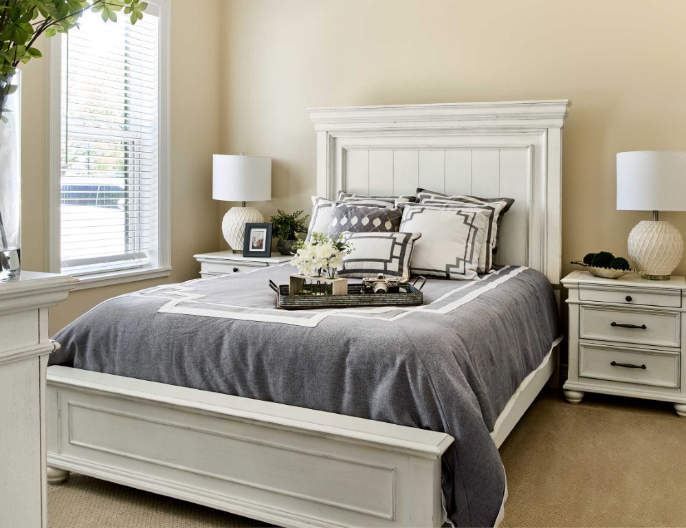 Cozy decorated bedroom in a senior living community