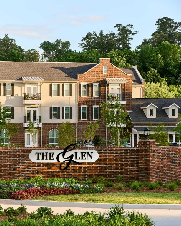 Exterior view of The Glen Retirement community building