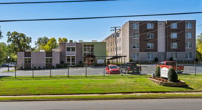 Exterior view of Jordan Square Senior Apartments
