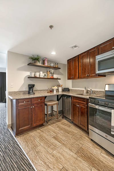 Modern kitchenette in a senior living space