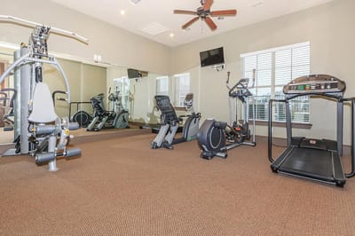 Modern gym equipment in a fitness room