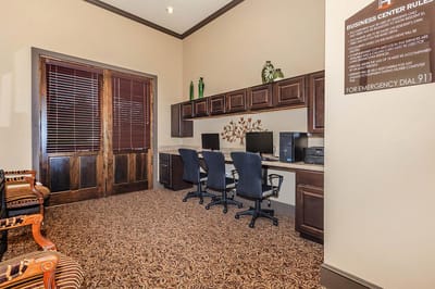 Interior of a business center with computers