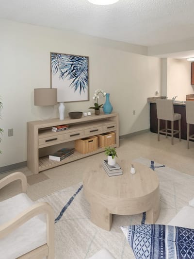 Bright interior living space with modern furnishings