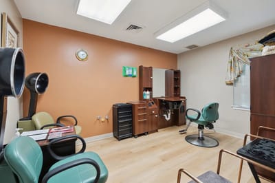 Interior view of a hair salon within the facility