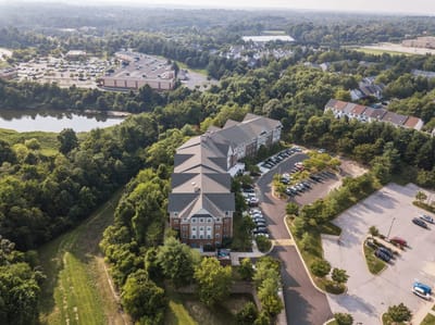 Aerial view of the Park View at Snowden River building and grounds