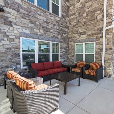 Outdoor seating area with comfortable furniture