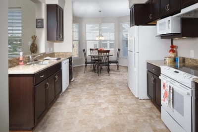 Bright kitchen area with dining space