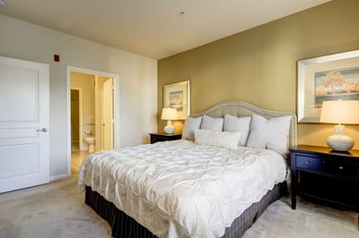Cozy resident room with a bed and decor