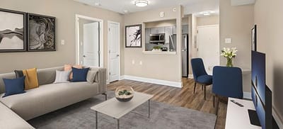 Modern living room interior of a senior living facility