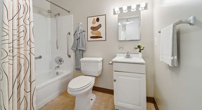 Bright, clean bathroom interior with modern fixtures