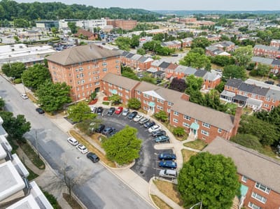 Aerial view of Park View at Towson and surrounding area