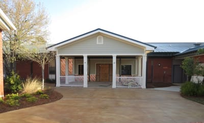 Entrance of Haven Nursing Center with a porch