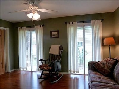 Cozy interior common area with seating and light