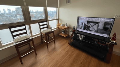 Interior view of a living space with furniture