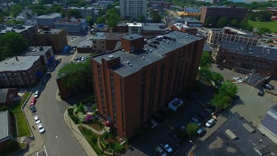 Aerial view of Silsbee Tower and surrounding area