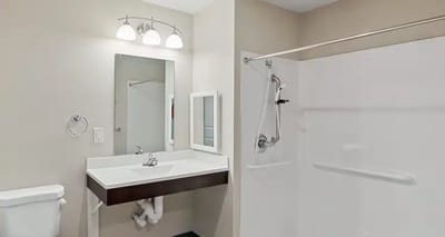 Bright and modern bathroom interior