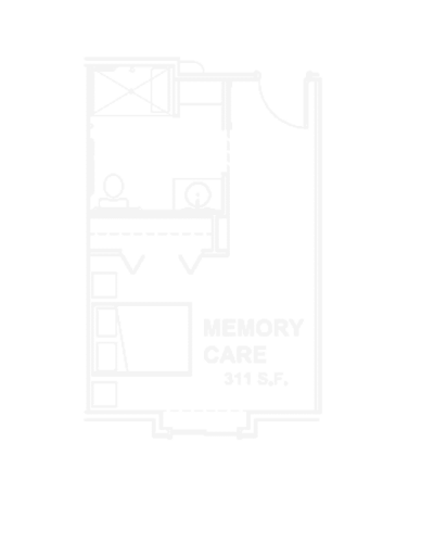 Architectural floor plan for memory care unit