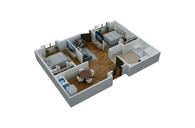 Architectural floor plan of a resident suite