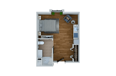 Floor plan of a private resident room