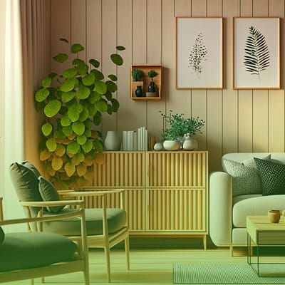 Stylish common area with seating and decor