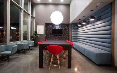 Interior view of a common area with modern furniture
