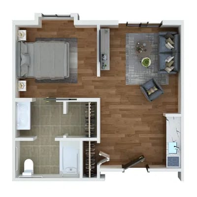 Floor plan of a private resident room