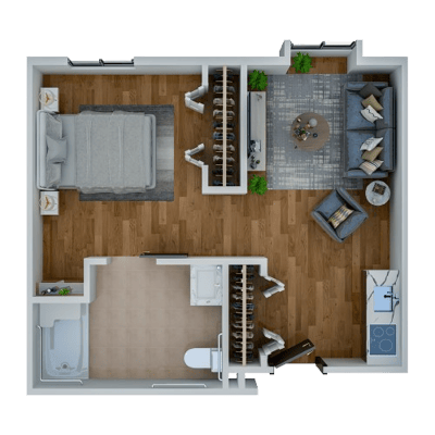 Floor plan of a private living unit