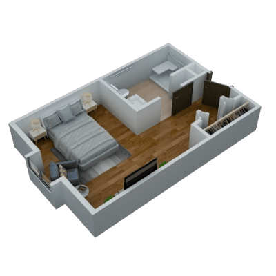 Architectural floor plan of a resident unit