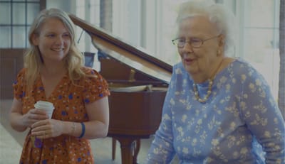 Residents enjoying conversation in a common area