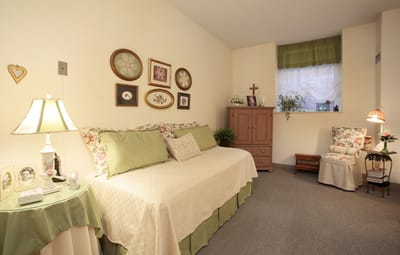 Cozy interior of a private resident room