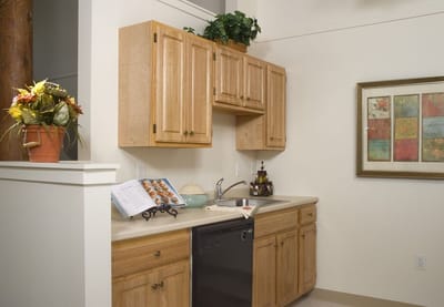 Interior view of a small kitchen area