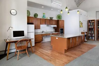 Bright, modern kitchen in a senior living facility