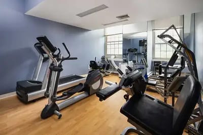 Interior view of a fitness room with equipment
