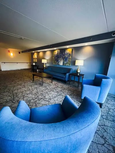 Comfortable seating area in a common lounge