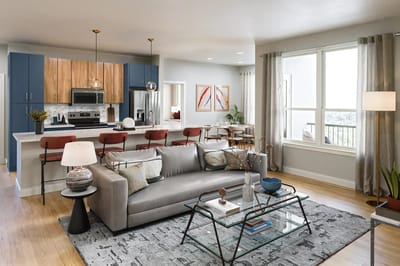Bright and inviting common area with modern furnishings