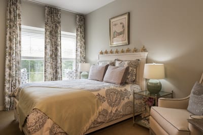 Cozy and well-decorated resident room with light colors