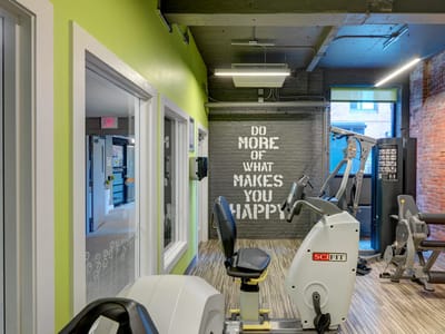 Interior of a fitness area with exercise equipment