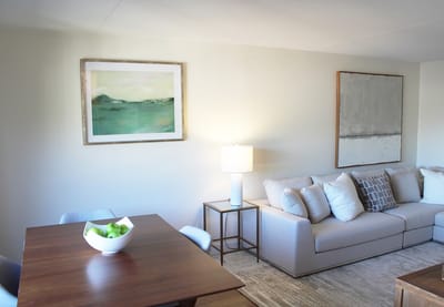 Contemporary interior living room with art and light