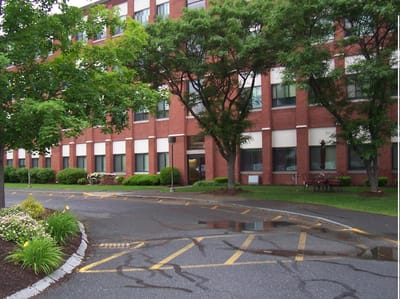 Exterior view of McKinley House with trees and parking area