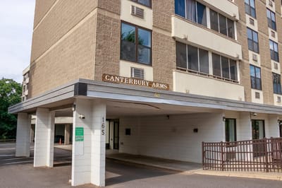 Exterior view of Canterbury Arms Apartments entrance