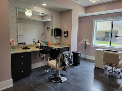 A modern salon space in a senior living facility