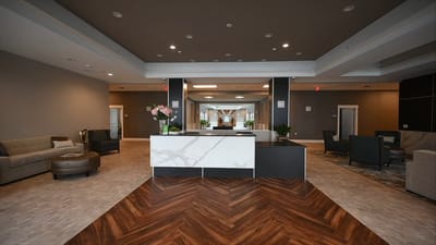 Interior view of a common area in a senior living facility