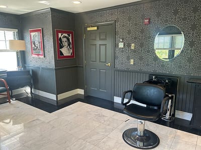 Interior view of a hair salon in the facility