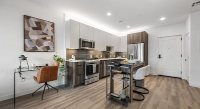 Modern kitchen area in a senior living facility