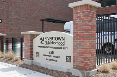 Entrance sign of Rivertown Neighborhood senior community