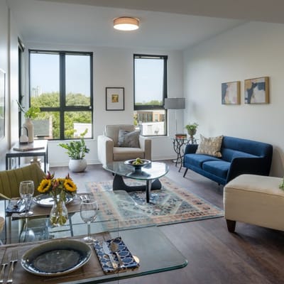 Modern common area in a senior living facility