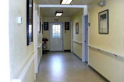 Interior hallway of a residential assisted living facility