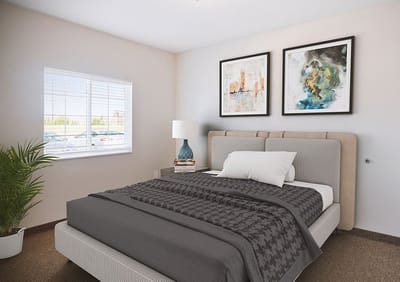 Cozy interior of a resident's room with bed and decor