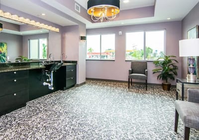 Modern interior design of a facility bathroom